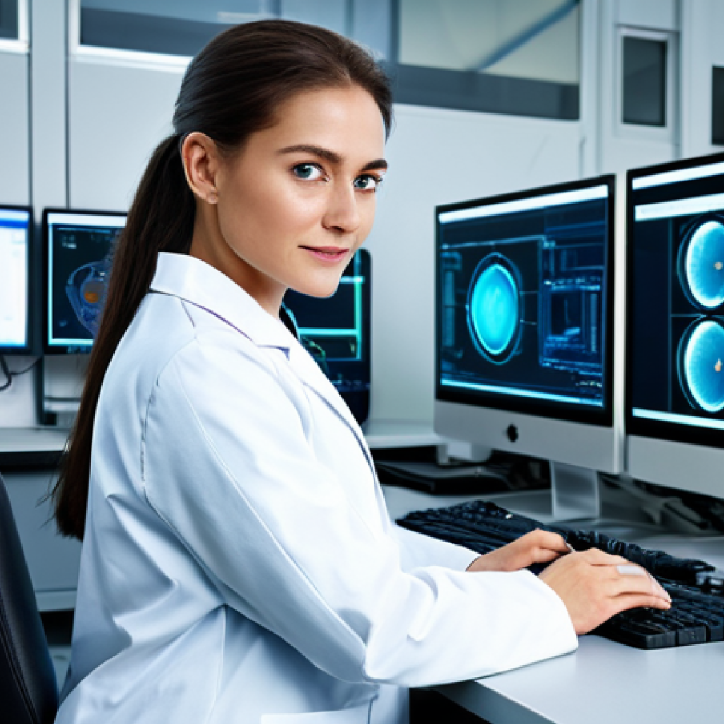 **
"A professional female engineer in a fully clothed, modest lab coat, working in a modern, high-tech laboratory. Background includes complex machinery and glowing monitors. Safe for work, appropriate content, perfect anatomy, correct proportions, natural pose, professional photography, high quality."
**