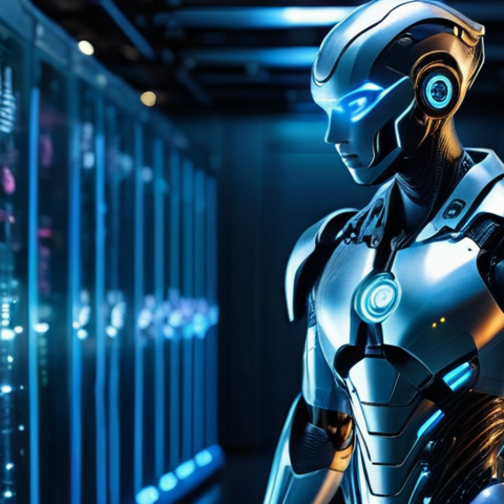 소프트웨어 공급망 보안을 위한 AI 활용 사례 - **Prompt:** A majestic, ethereal AI entity, subtly glowing with integrated circuits and flowing data...