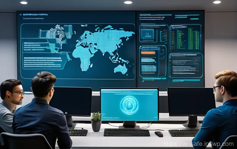 소프트웨어 공급망 보안 관련 법적 요구사항 - **Prompt:** A high-tech operations center dedicated to continuous monitoring and threat response in ...
