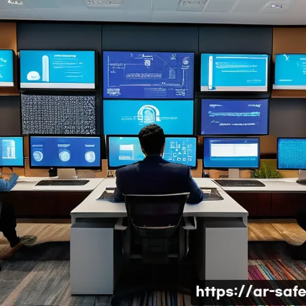 소프트웨어 공급망 보안 및 규제 준수 - A modern Middle Eastern software development office scene featuring diverse Arab professionals colla...