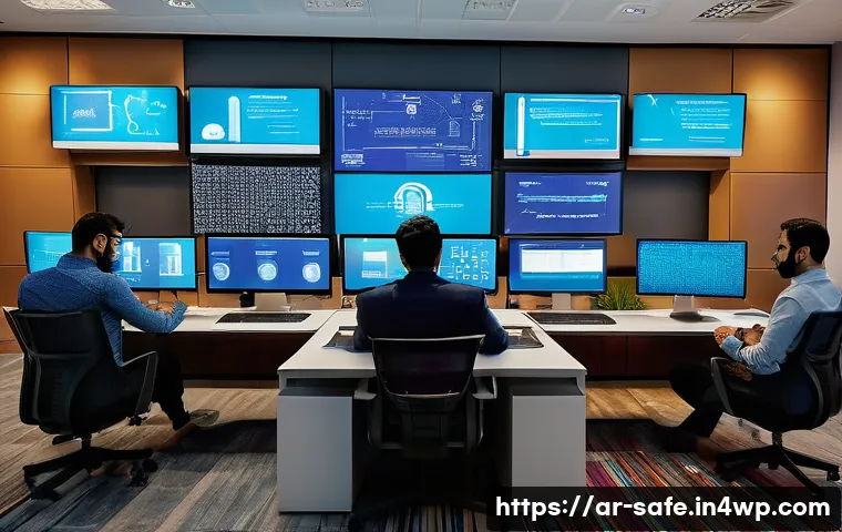 소프트웨어 공급망 보안 및 규제 준수 - A modern Middle Eastern software development office scene featuring diverse Arab professionals colla...
