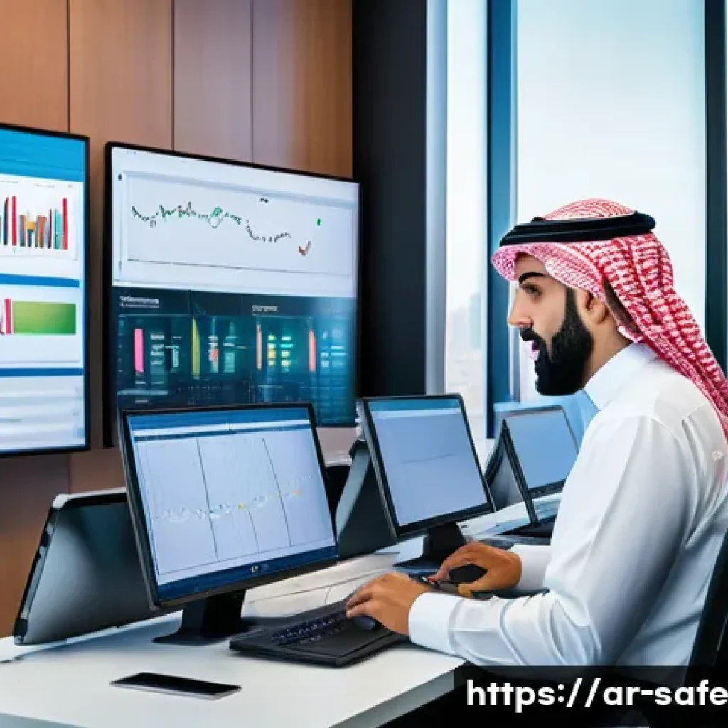 소프트웨어 공급망 보안 정책의 수립 절차 - A professional Middle Eastern corporate office scene showing a diverse team of Arabic-speaking suppl...