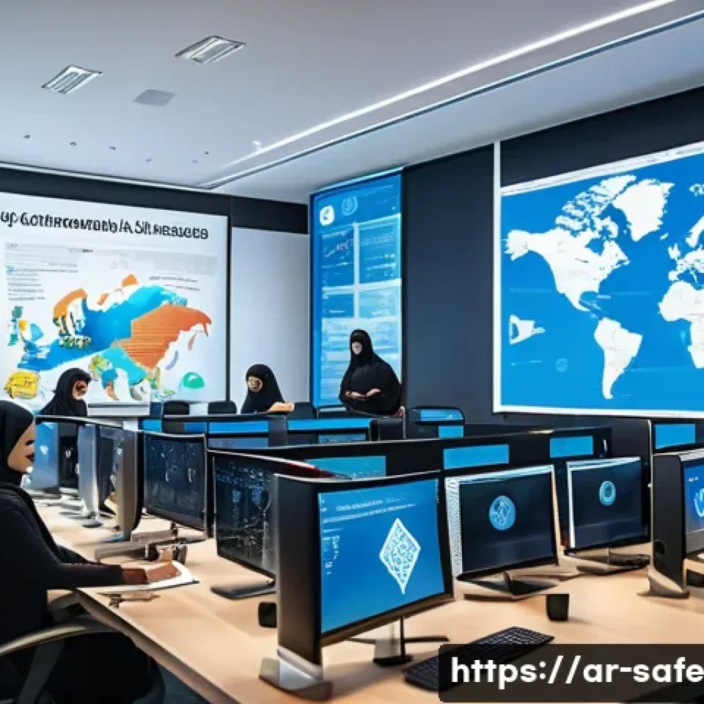 소프트웨어 공급망 보안 교육 및 인식 프로그램 - A modern Middle Eastern office environment with diverse Arabic-speaking professionals, both men and ...