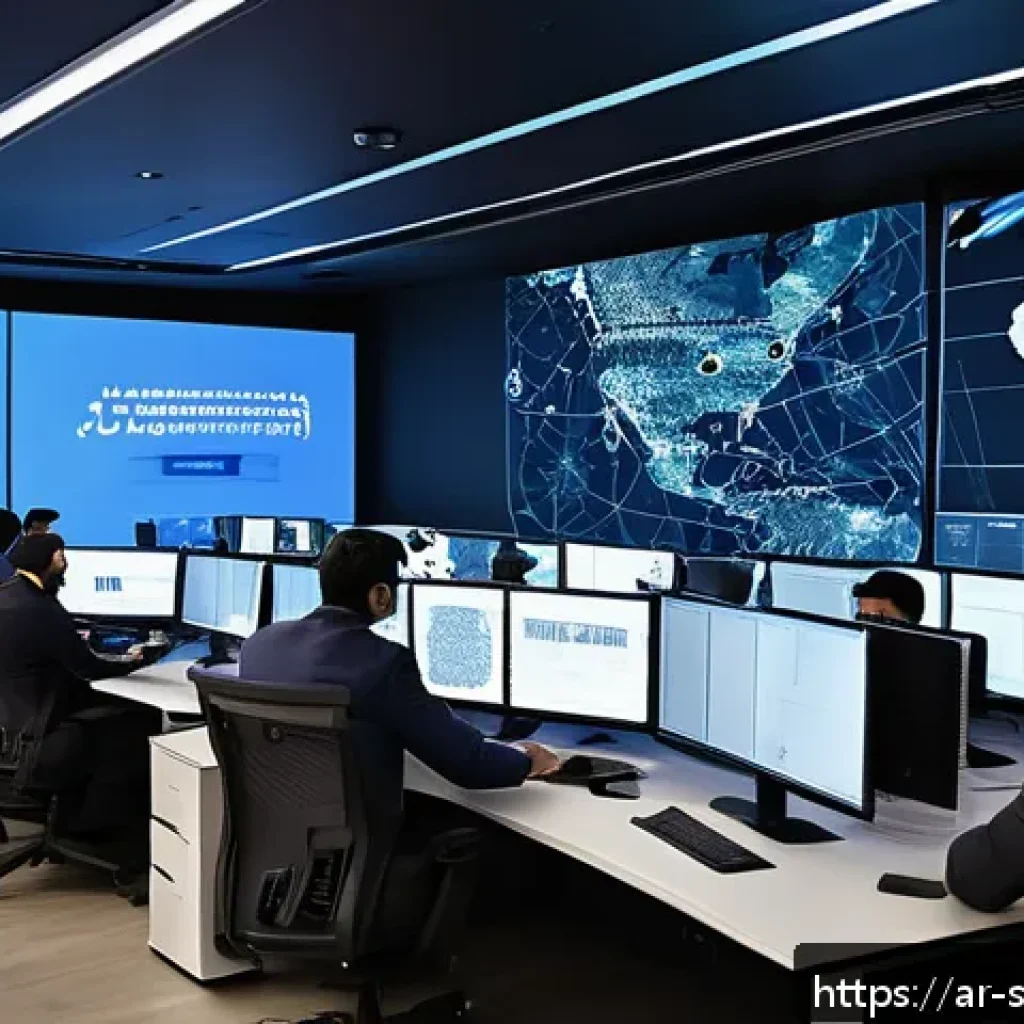 소프트웨어 공급망 보안을 위한 사이버 위협 인텔리전스 - A high-tech cybersecurity operations center with Arab professionals monitoring advanced threat detec...
